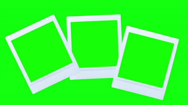 Instax polaroid frames on green screen background, Multiple polaroid frames, Instax film isolated, Instax photo film frames, Polaroid frames template
