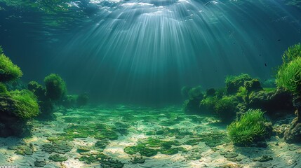 Obraz premium Sunlight Through the Ocean's Depths