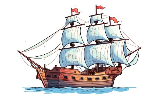 recommend clip art: Pirate ship watercraft sailboat vehicle.