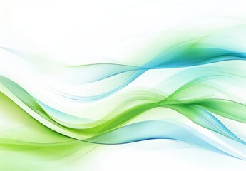 Naklejka premium Abstract green and blue background with white space for the left side, a simple and elegant presentation of light waves in motion