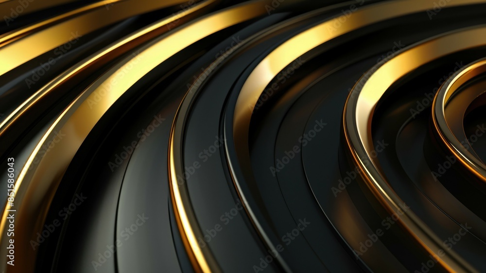 Poster a black and gold abstract tech background with glowing lines and dots ideal for futuristic design. a