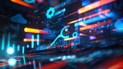 Obraz premium A concept in search engine optimization,&nbsp;ranking,&nbsp;and business technology