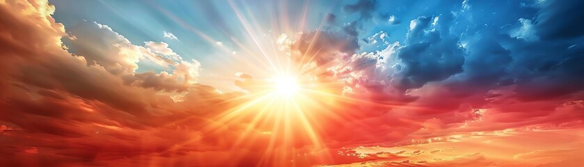 Obraz premium Patriotic Sunburst A radiant sunburst with rays in red, white, and blue, symbolizing the dawn of a new era of freedom