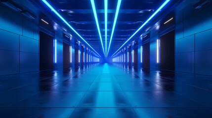 Blue glowing sci-fi corridor