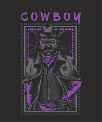 vector artwork of warrior cowboy with pig animal head