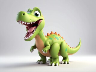 Fototapeta premium smiling dinosaur cute d art illustration in plain white background
