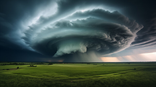 Enormous Supercell Storm Over Prairie