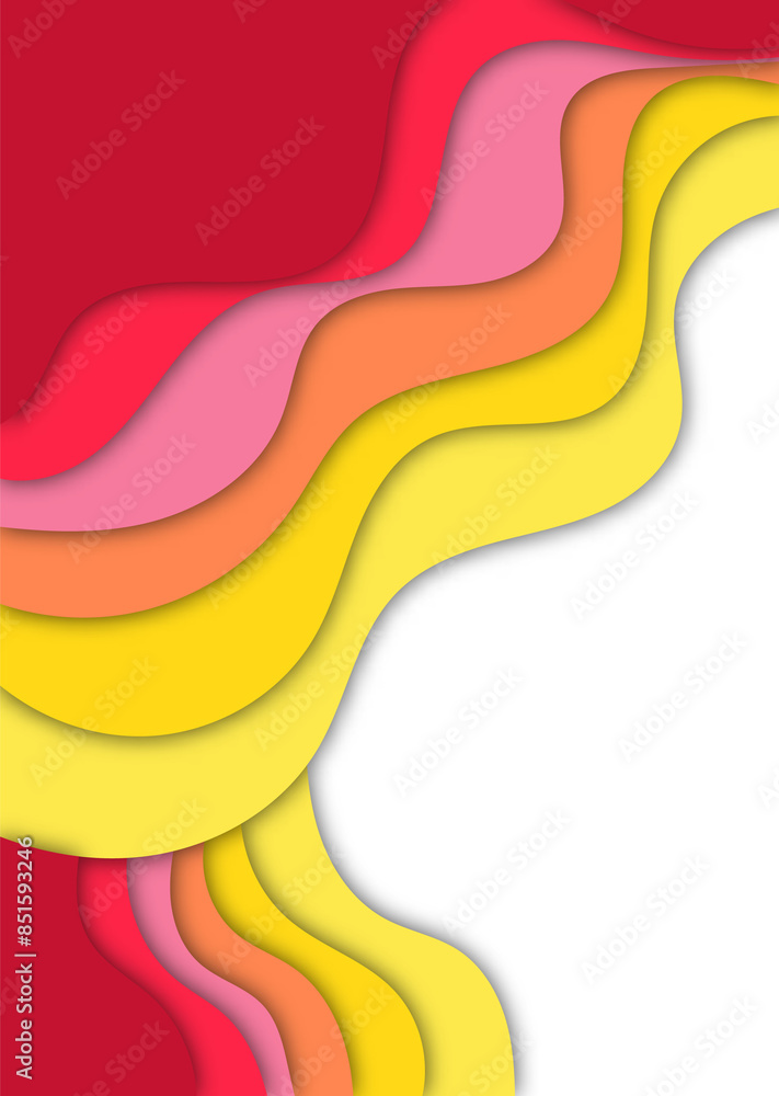 Poster vector background with paper-cut colored shapes. 3d abstract paper style, design layout for business