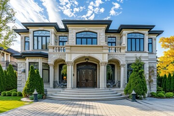 Fototapeta premium A Luxury house in nice suburb in the north America architecture building luxury.