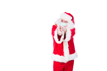 Colds and flu. Santa Claus and health care. White background.