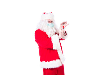 Colds and flu. Santa Claus and health care. White background.