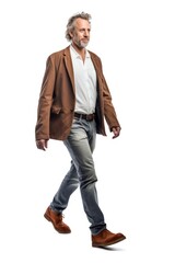 Naklejka premium Man walking overcoat blazer.