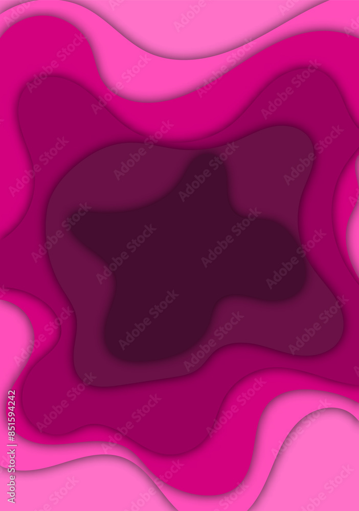 Poster abstract pink color paper texture background. minimal paper cut style composition with layers of geo