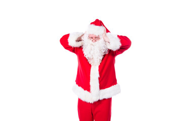 Funny fat man posing in studio.