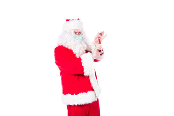 Colds and flu. Santa Claus and health care. White background.