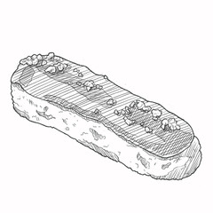 Food hand drawn sketch chocolate éclair pastry