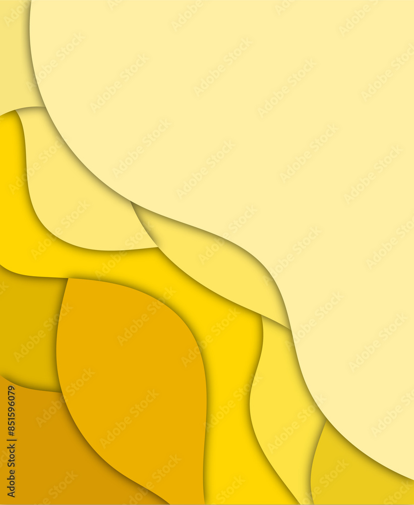 Poster yellow paper cut background with copy space for graphic design element. eps 10