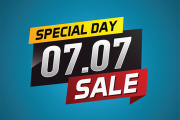 7.7 Special day sale word concept vector illustration with ribbon and 3d style for use landing page, template, ui, web, mobile app, poster, banner, flyer, background, gift card, coupon

