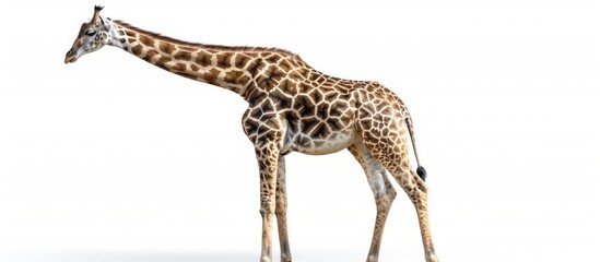 Naklejka premium Towering giraffe Isolated on a white background