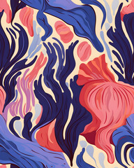 Wallpaper seamless pattern of blue iris flowers