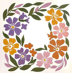 Watercolor flowers wreath isolated on white background