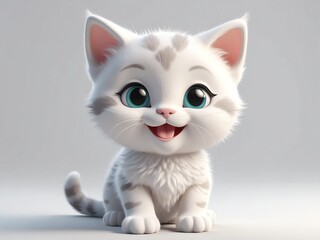 Obraz premium smiling kitten cute d art illustration in plain white background