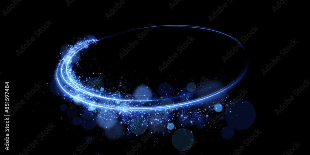 Poster abstract light lines of motion and speed with blue sparkle color. light everyday glowing effect. sem