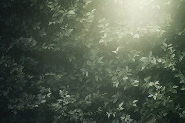 A green wall with green leaves and shadows outdoors nature forest.