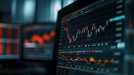 Obraz premium Computer screen with digital data and charts - Computerbiuldschirm mit digitalen daten und charts