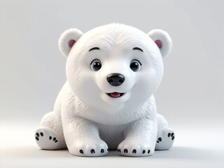 smiling polar bear cute d art illustration in plain white background