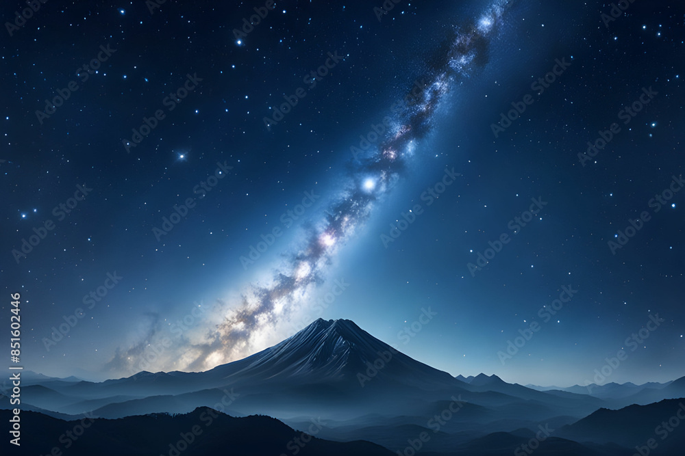 Canvas Prints an image of a mountain with a nebula