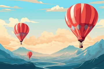 Fototapeta premium Hot air balloons landscape backgrounds aircraft vehicle.