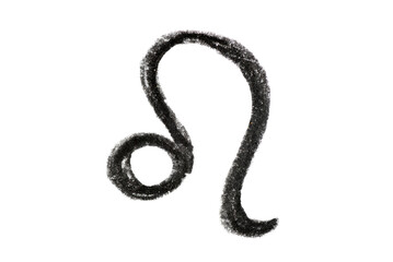 A hand-drawn Leo zodiac sign in black pencil on a white background, perfect for astrology-themed designs, horoscope articles, and spiritual projects