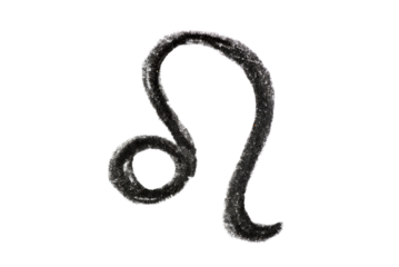 A hand-drawn Leo zodiac sign in black pencil on a white background, perfect for astrology-themed designs, horoscope articles, and spiritual projects