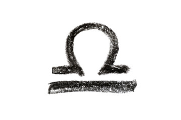 A hand-drawn Libra zodiac sign in black pencil on a white background, perfect for astrology-themed designs, horoscope articles, and spiritual projects