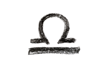 A hand-drawn Libra zodiac sign in black pencil on a white background, perfect for astrology-themed designs, horoscope articles, and spiritual projects
