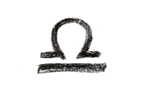 A hand-drawn Libra zodiac sign in black pencil on a white background, perfect for astrology-themed designs, horoscope articles, and spiritual projects