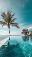 Fototapeta premium A Modern Pool Villa Overlooking The Ocean.