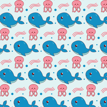 Hand drawn childlike animals pattern