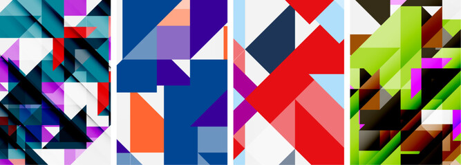Fototapeta premium Triangle poster set for wallpaper, business card, cover, poster, banner, brochure, header, website