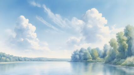 Obraz premium lake and sky in summer