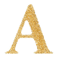 Golden Glitter 3D Font Letter A uppercase
