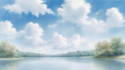 Obraz premium lake and sky in summer
