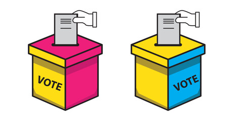 Hand voting ballot box line icon, election and vote, vote box sign vector graphics, editable stroke linear icon, eps 10.