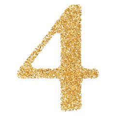 Gold Glitter 3D Number 4