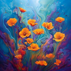 AI generated Computer Graphics art flower, a bundle of flower