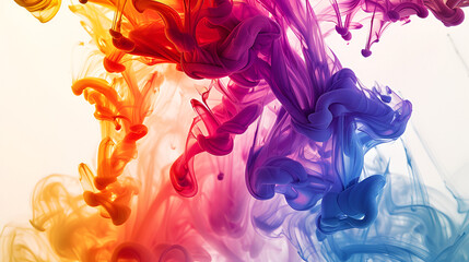 Abstract background of multicolored smoke. Shallow dof,abstract background of acrylic paint in blue, pink and orange colors