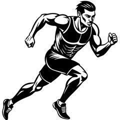 a-male-athlete-running-in-the-morning-line-art-vec