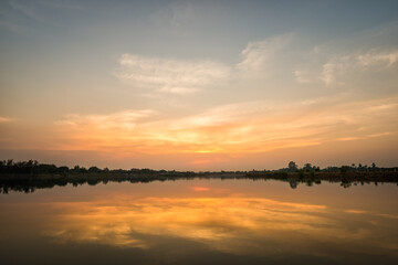 Sunset at the lake landscape