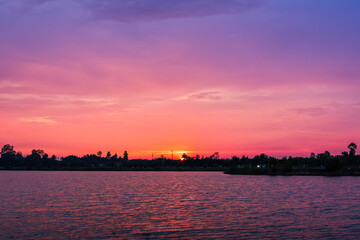 Fototapeta premium Sunset at the lake landscape